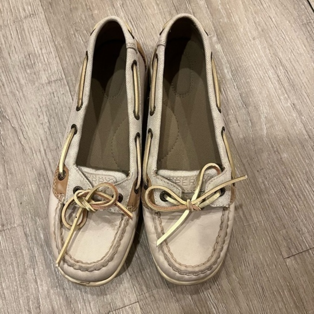 Sperry Top Sider Boat Shoes Beige 6.5
